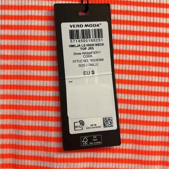 VERO MODA Milja High Neck striped long sleeve  super soft top size S - Picture 3 of 4